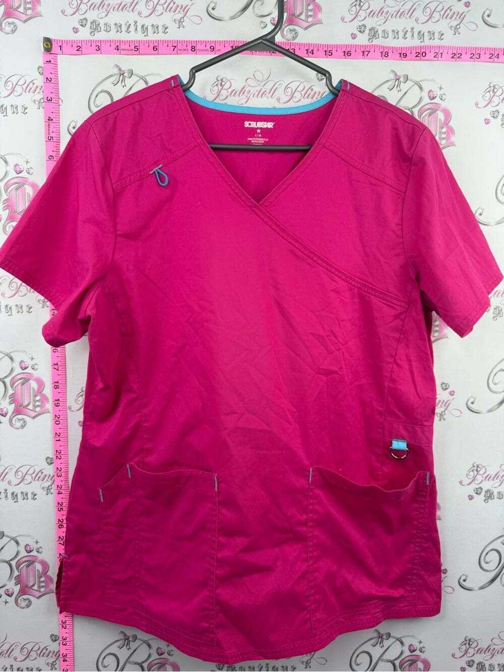 Scrubstar tshirt scrubs top Women's V-Neck Medical Scrub Top - Hot Pink